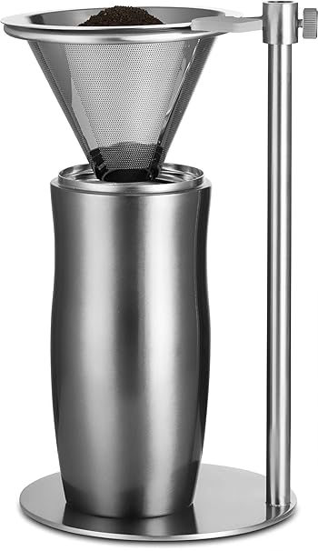 Gourmia GVD9320 Pour Over Coffee Station - Freestanding Drip Cone Brewer and Stand - Make Coffee Directly