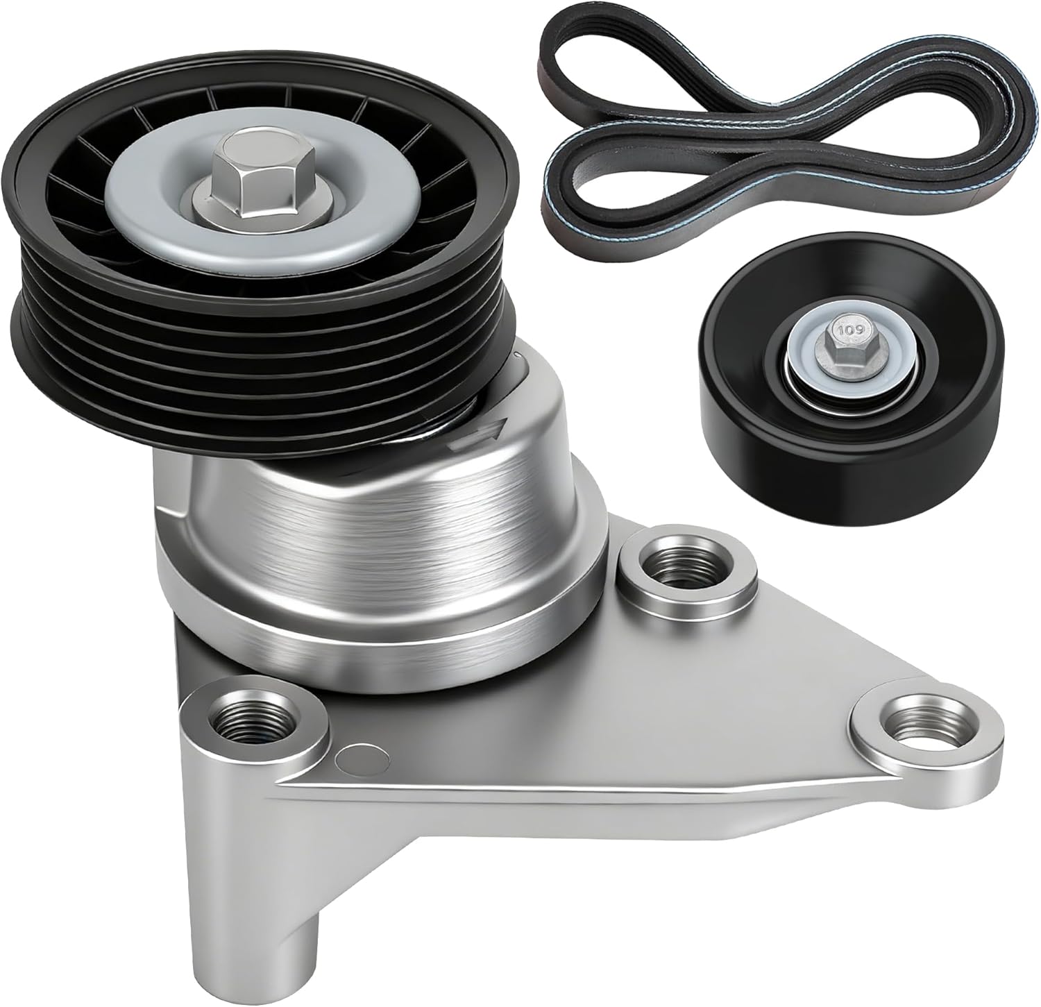 Serpentine Belt Tensioner Assembly Drive Component Kit Fit For GMC Sierra Yukon,For Chevy Silverado Avalanche Suburban Tahoe,For Cadillac Escalade 2003-2007,# 90K-38158C 12609719, 12555609, 12626222