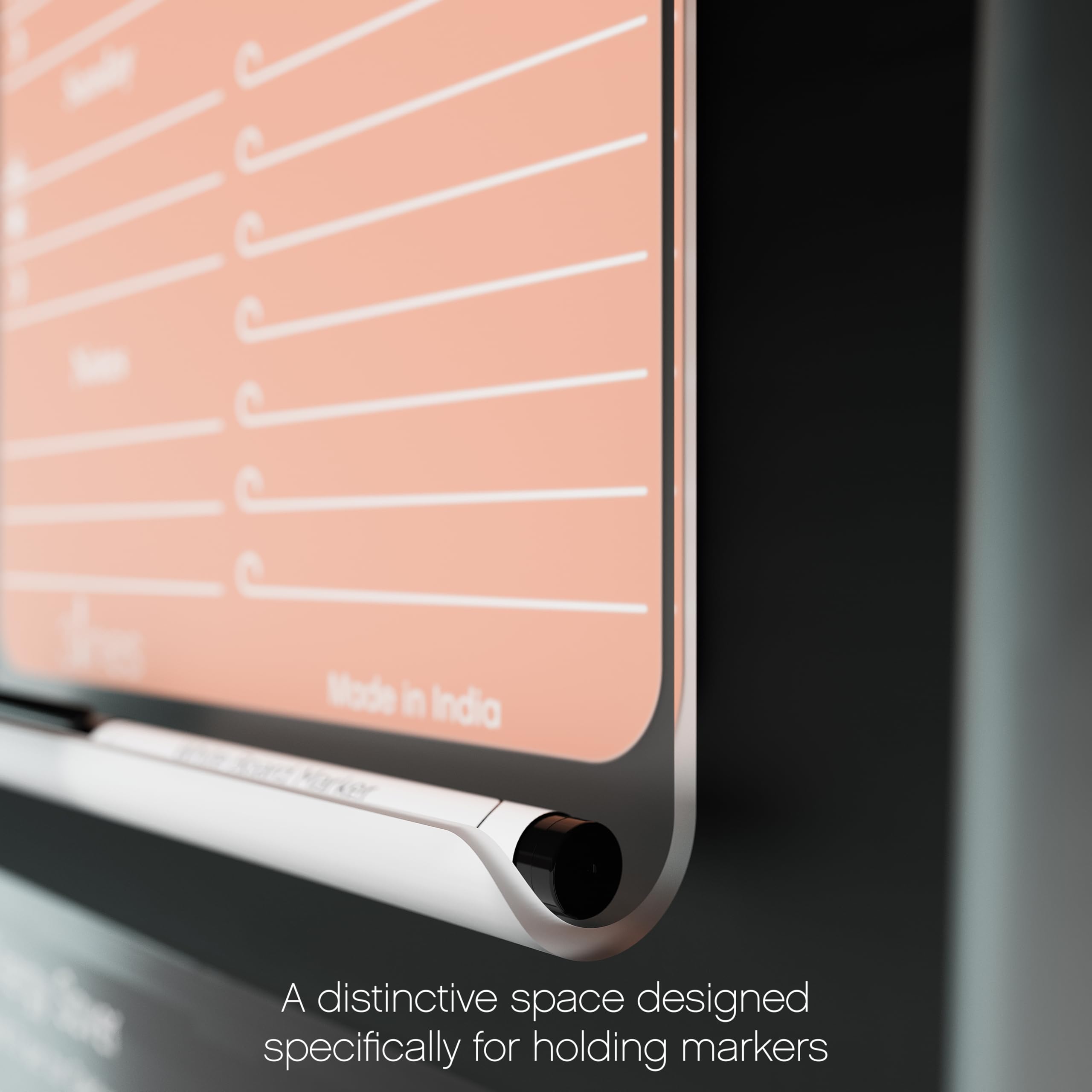 3 Lines ClearBite Acrylic Magnetic Meal Planner Board | Sleek & Durable | Includes Marker & Duster | 24x16 CM | Perfect for Meal Planning, Shopping Lists, Notes | Ideal for Home, Office | Apricot 3