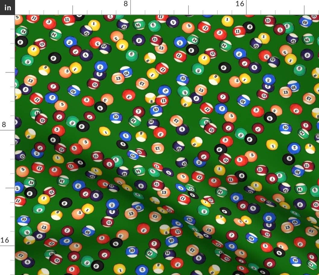 Spoonflower Fabric - Billiards, Balls, Pub, Pool, Sports Printed on Petal Signature Cotton Fabric by The Yard - Sewing Quilting Apparel Crafts Decor