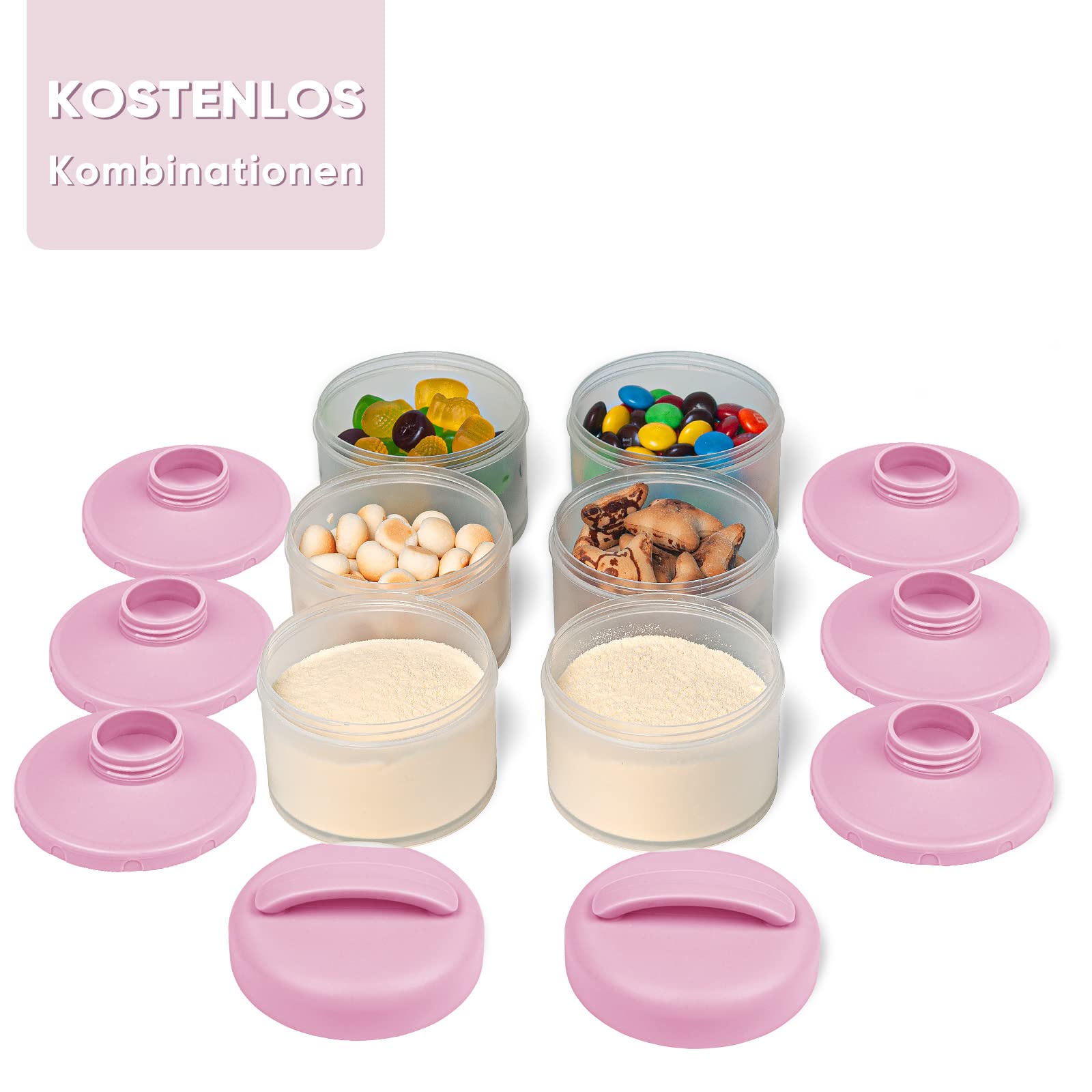 Termichy Porzionatore per Latte in Polvere, impilabile portatile contenitore di latte in polvere per neonati, 2 pezzi (baby rosa)