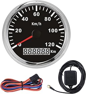 GPS Speedometer 85mm / 3.3in Universal GPS Speedometer Waterproof Anti-Fog Meter 0-120km/h for Car Truck Boat Motor(Black)
