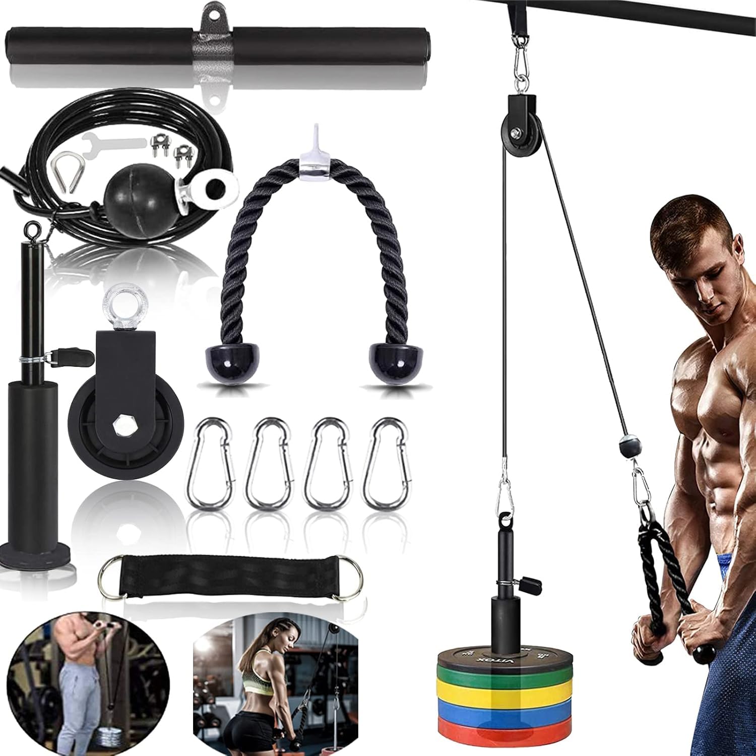 Wyciąg kablowy, fitness, podciąganie ramion, treningu siłowego, bicepsów, pleców, przyrząd treningowy DIY, akcesoria do sprzętu sportowego, sprzętu fitness, rolki kierunkowe, trener siłowy