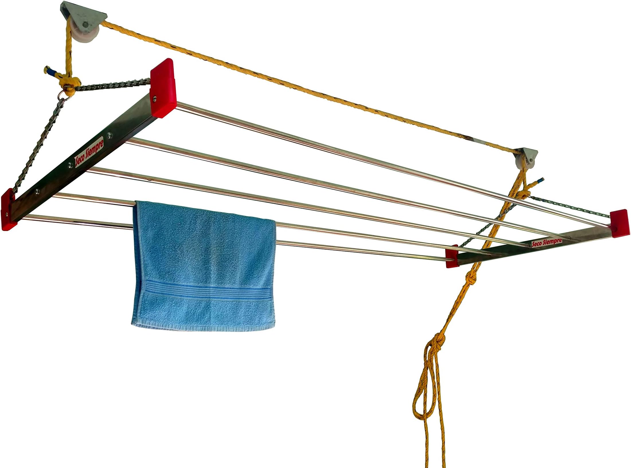 Ceiling Mounted Pulley Operated Creative Cloth Drying Rack (5 ft Long 5 nos of Tubes)