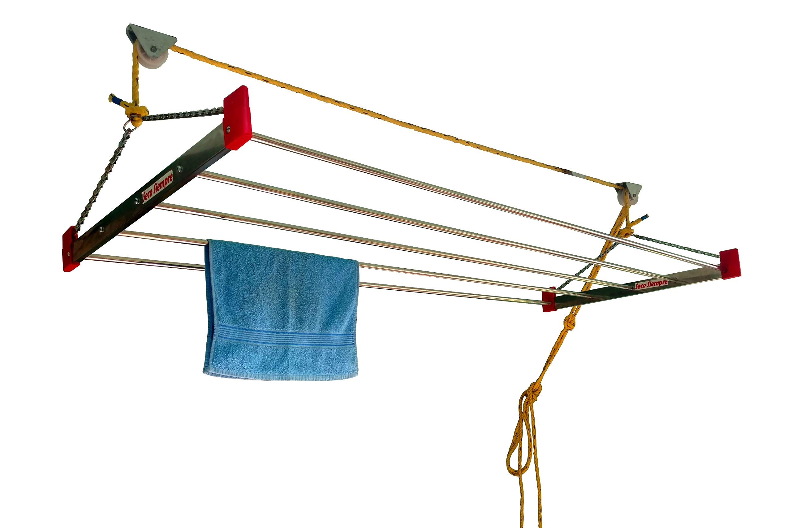 Ceiling Mounted Pulley Operated Creative Cloth Drying Rack (5 ft Long 5 nos of Tubes)