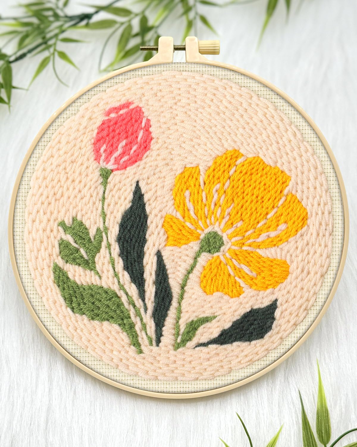 Punch Needle Embroidery Kit - Beginner Floral Art -4