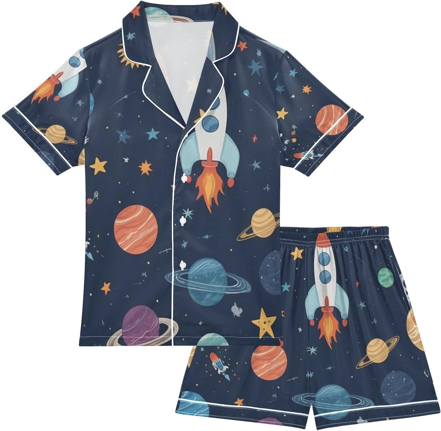 Silk Pajamas Sets Soft Satin 2 Piece Pjs Set Short Sleeve Sleepwear Nightwear