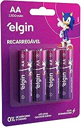 Pilha recarregável AA 2700Mah Elgin Com 4 unidades Comum