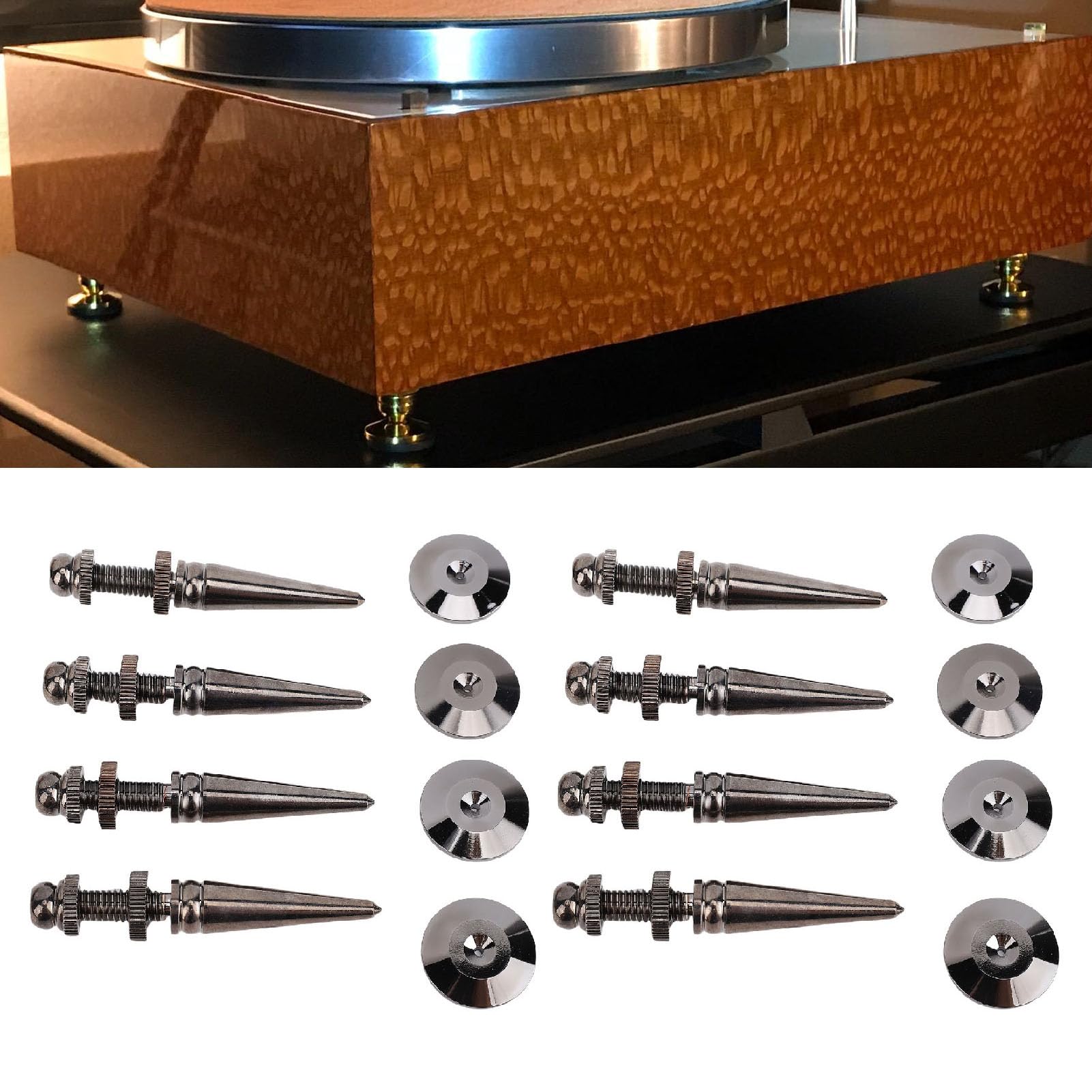 Bewinner 8 Punte per Altoparlanti con Cuscinetti di Base, Piedini Isolanti in Rame per Altoparlanti HiFi, Amplificatori, Subwoofer, Giradischi, Lettori CD DVD, Strumenti Musicali