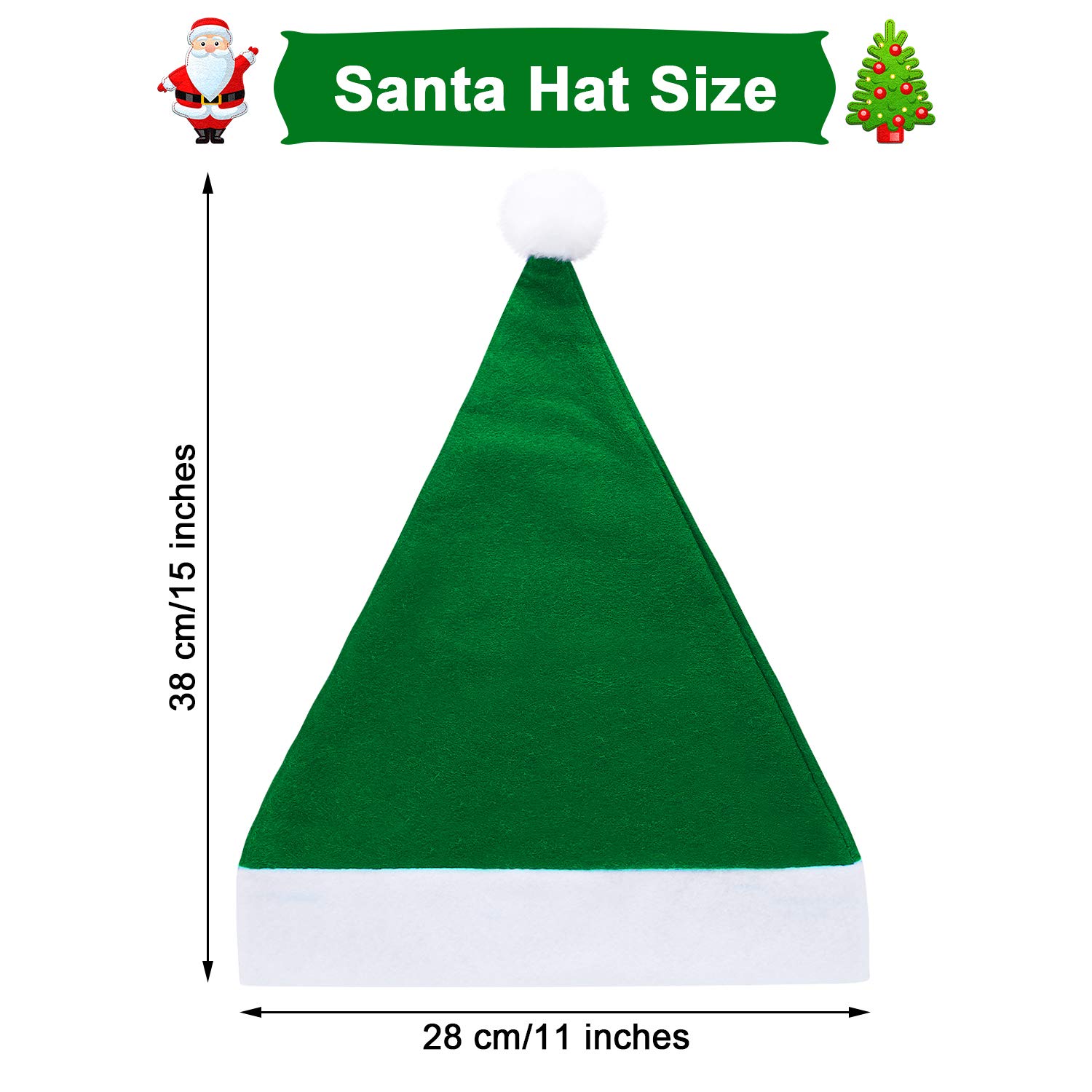 24 Piezas Sombreros de Papá Noel de Tela No Tejida de Navidad Gorros de Santa Claus de Navidad para Adultos Suministros de Fiesta de Navidad (Verde y Rojo)
