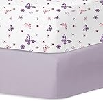 Little Grape Land Crib Sheets for Boys and Girls, 2pk Baby Crib Fitted Sheet for Standard Size Crib and Toddler Mattress, Super Soft Baby Sheet (Purple Butterfly)