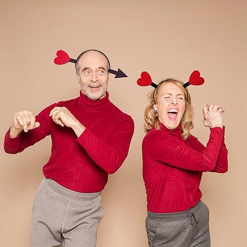 Miniatura 4 de Celebratopia 2 diademas de corazón para el día de San Valentín para mujer, diadema de corazón de flecha de Cupido, diadema de corazón rojo con