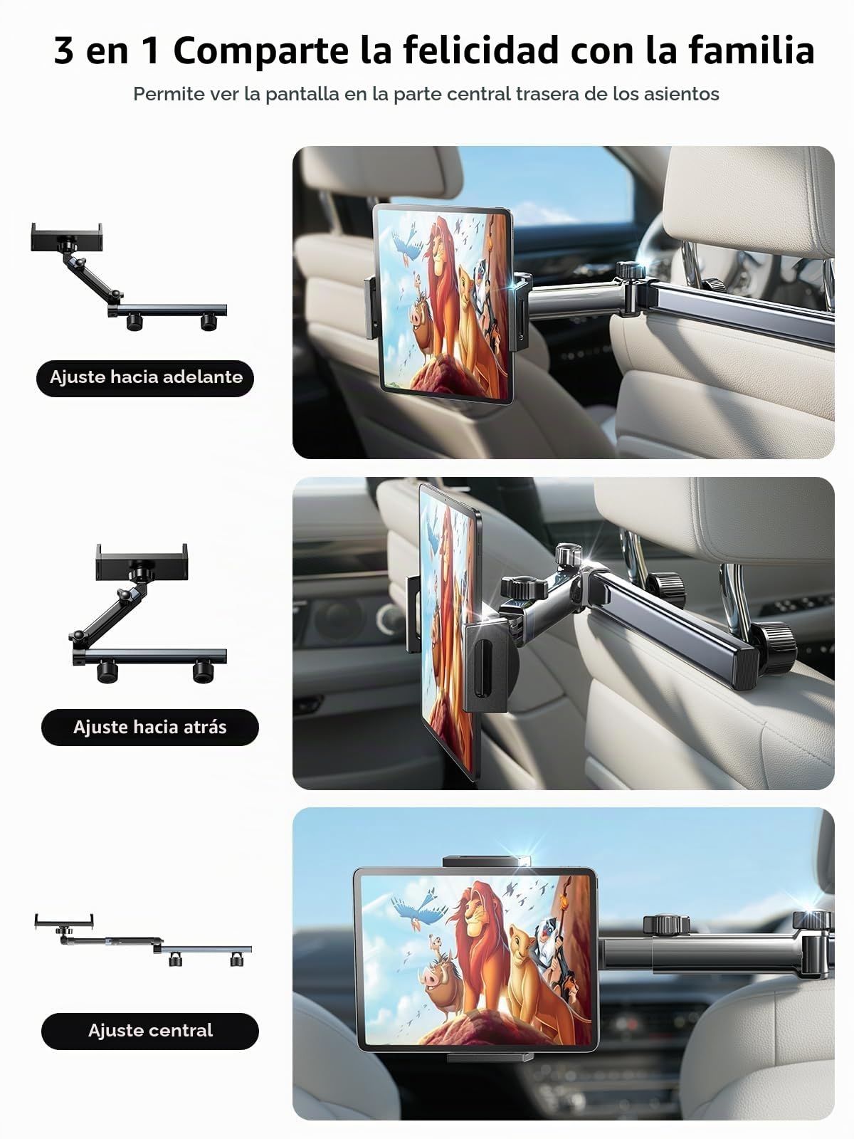 LISEN Soporte para iPad Tablet Centro de coche, soporte universal para teléfono móvil, organizador de coche, accesorios para el interior del coche, extensible, accesorios de viaje para iPad Air