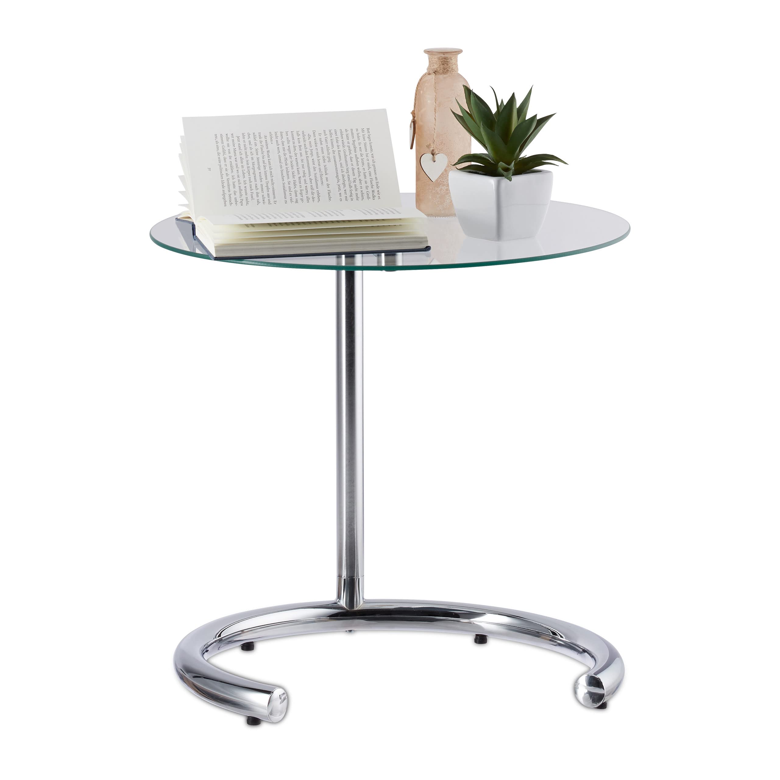 Relaxdays Stolik Kawowy, Srebrny, Ø 46 cm