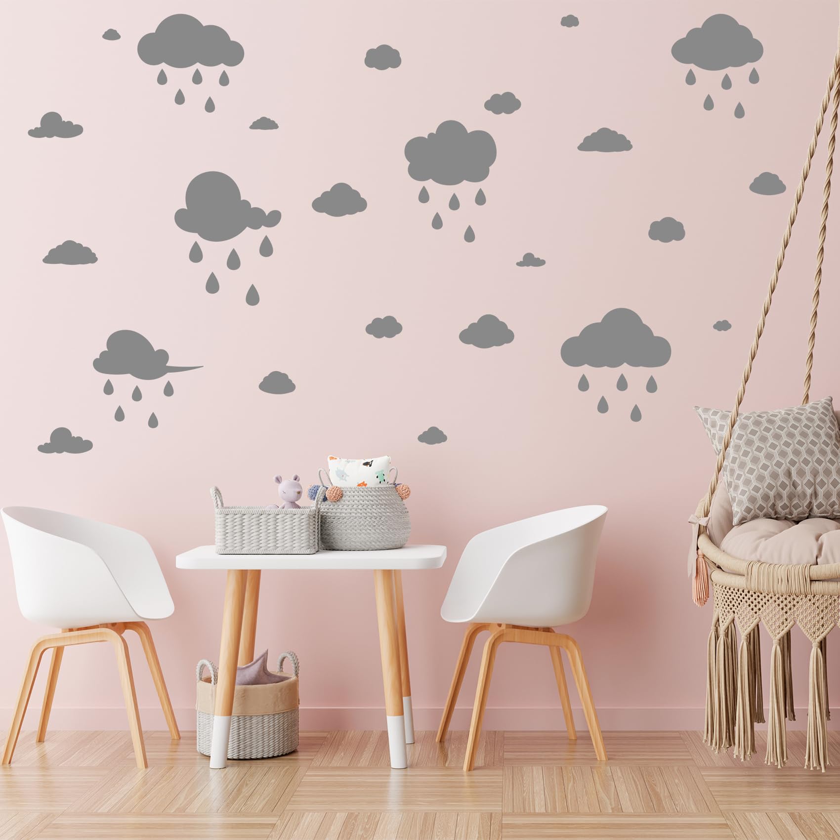Quanyuchang Large White Clouds and Raindrops Wall Decals - Image 3