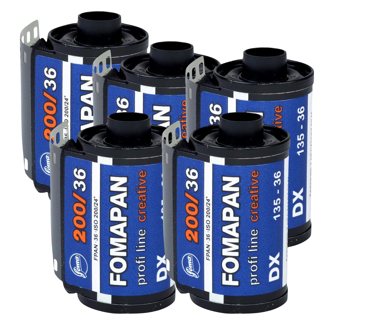 FOMAPAN Creative 200 135/36 - Juego de 5 películas para Fotos pequeñas, Color Blanco y Negro