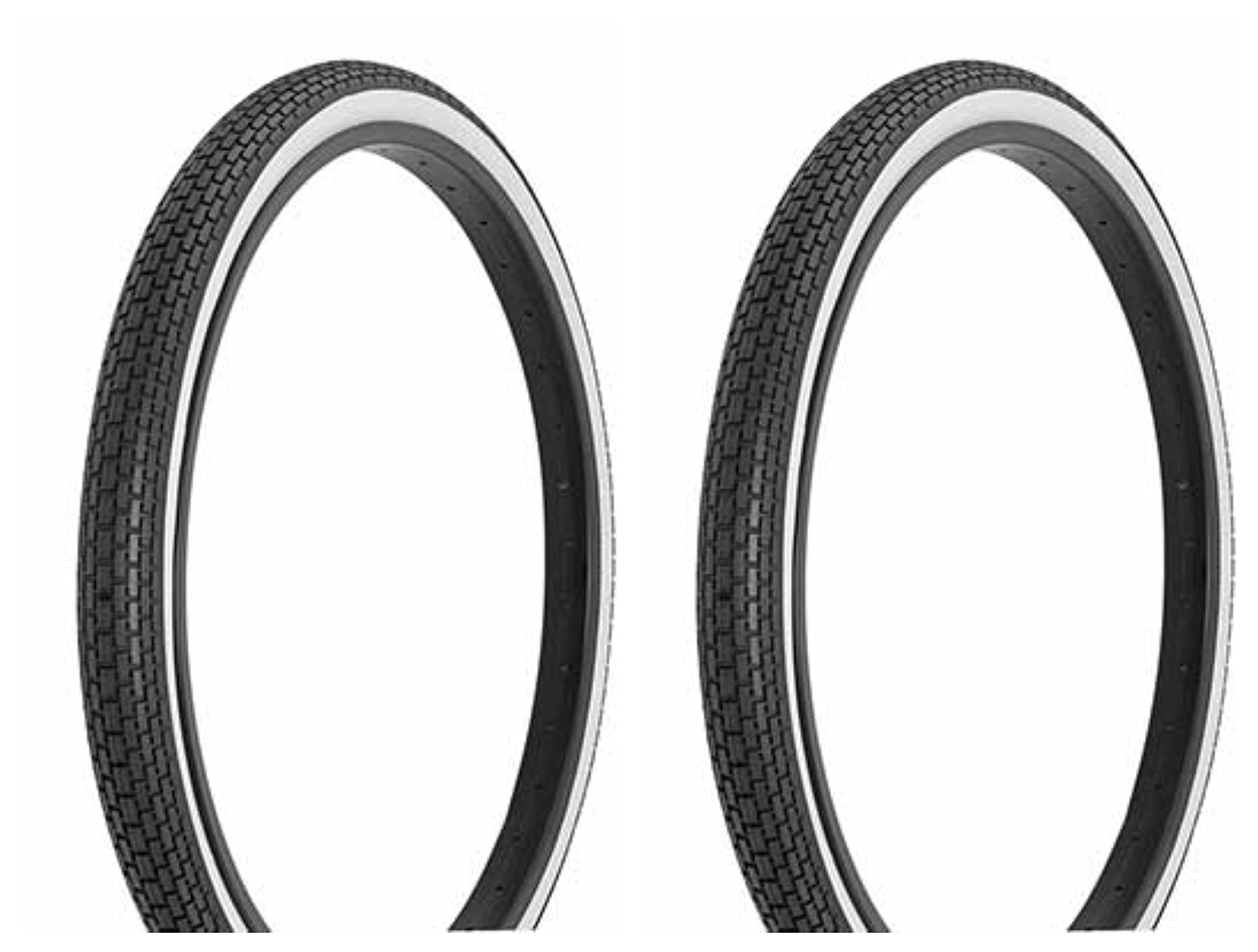 Two Bike tire 24 x 1-3/4 S7 Black/White Side Wall FR-120A. Bicycle tire,Bike Parts,Bicycle Parts