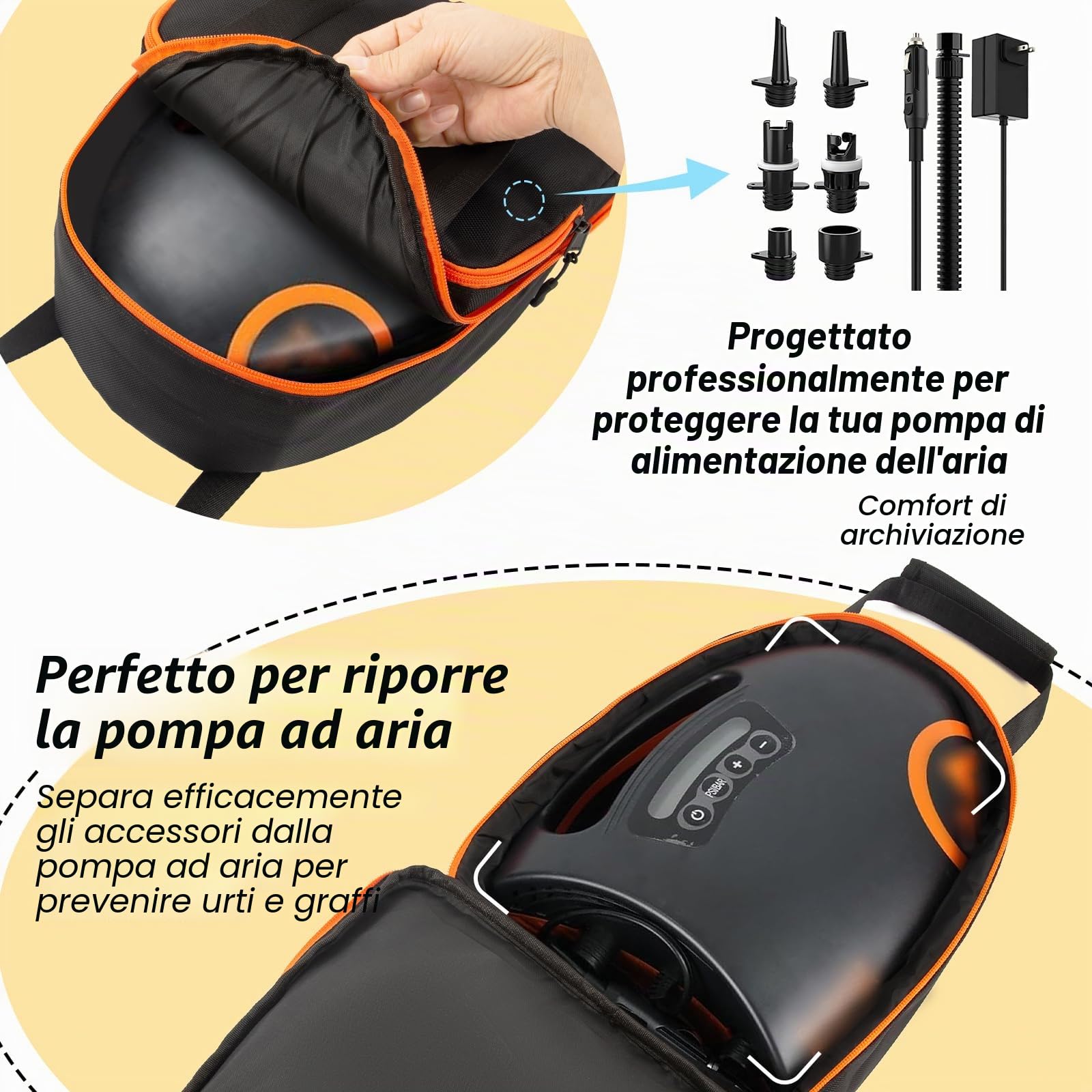 Borsa per il trasporto impermeabile, custodia compatibile con pompa OutdoorMaster Paddle, custodia protettiva portatile per il trasporto di pompa ad aria per SUP, paddle board, kayak, barca