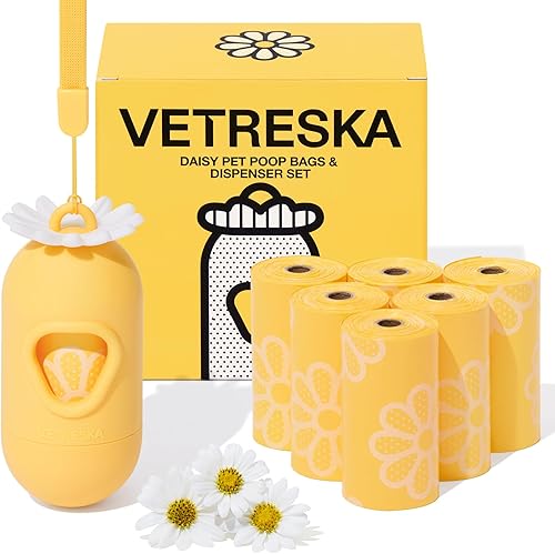 VETRESKA Dispensador de bolsas para excrementos de perro con bolsas de basura perfumadas de margaritas, a prueba de fugas y bolsas extra gruesas disponible en Yaxa Costa Rica