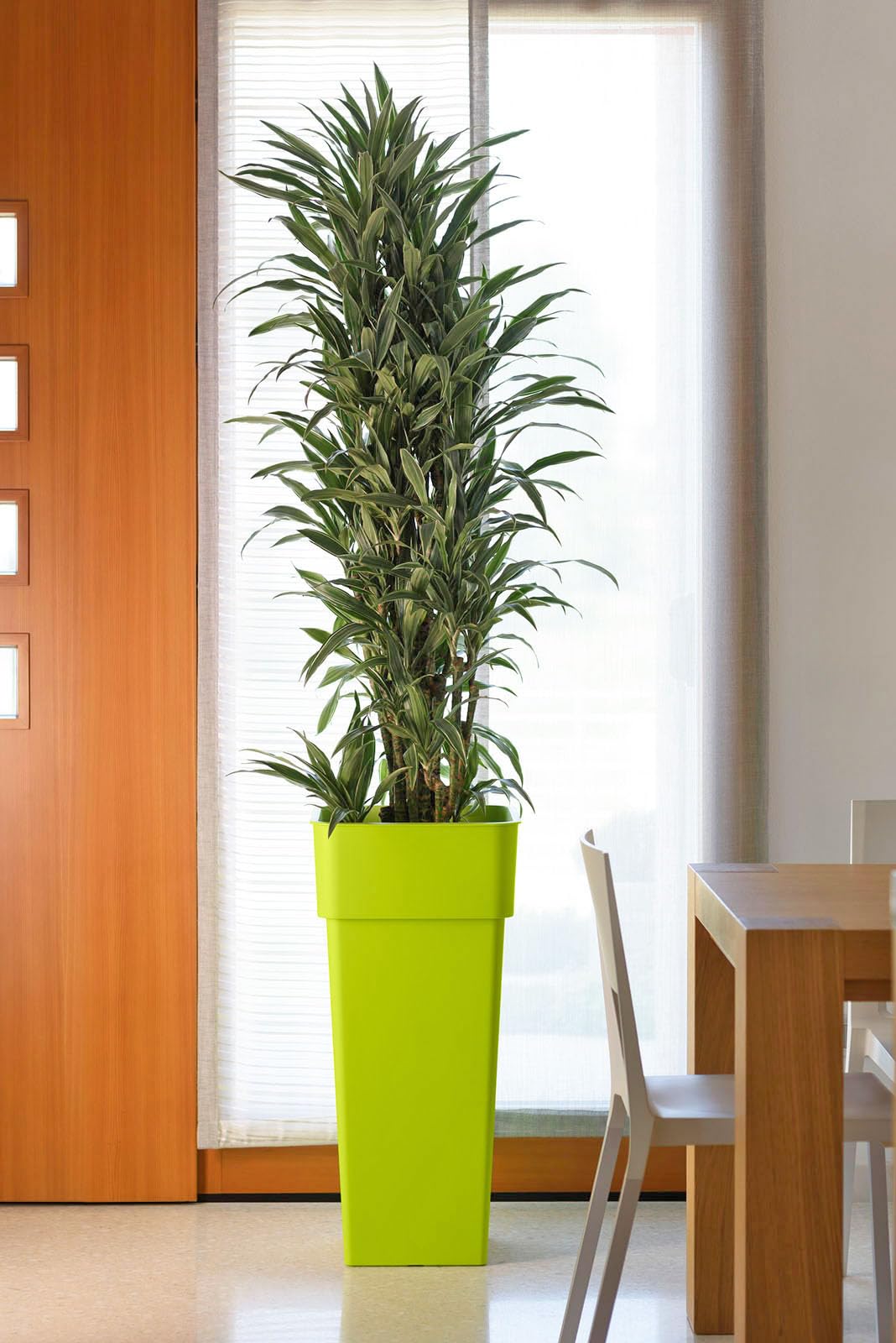 Euro3plast Typ Duo 3014.86 Blumentopf mit Einsatztopf 38 x 38 x 80 cm Apfelgrün für den Innen- und Außenbereich