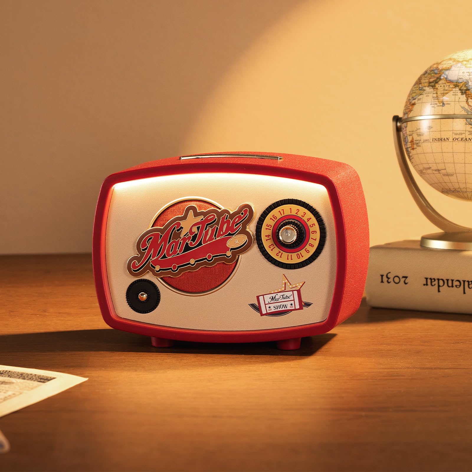 MARTUBE Retro Western Bluetooth Speaker with its night light illuminated