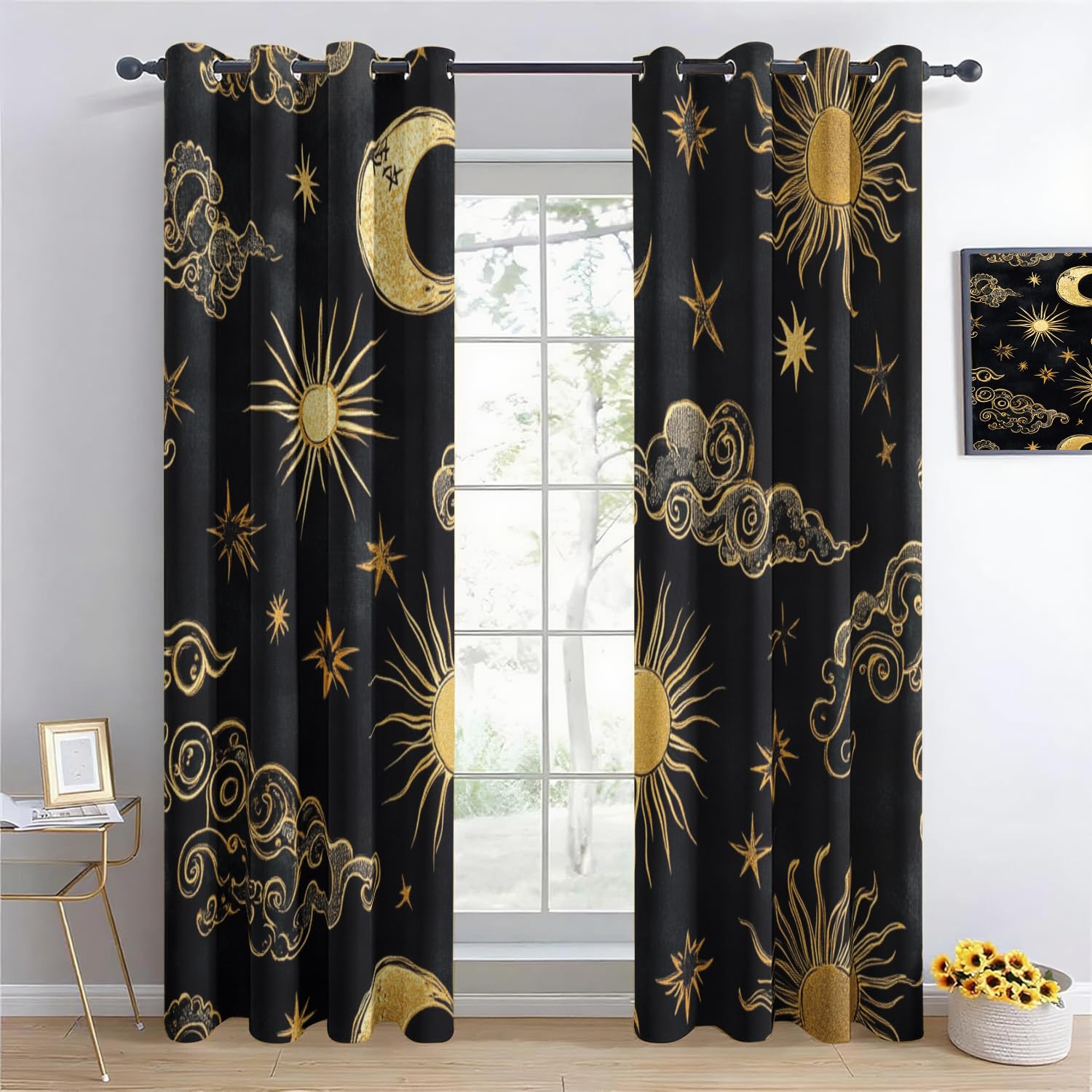Générique Licorne Étoilée 3D Imprimé Oeillets Opaque Thermiques Rideau Fenetre Anti Bruit Décoration 280X245Cm pour Salon Cuisine Bébé Rideau Occultant 2 Pièces pour Chambre d'enfant