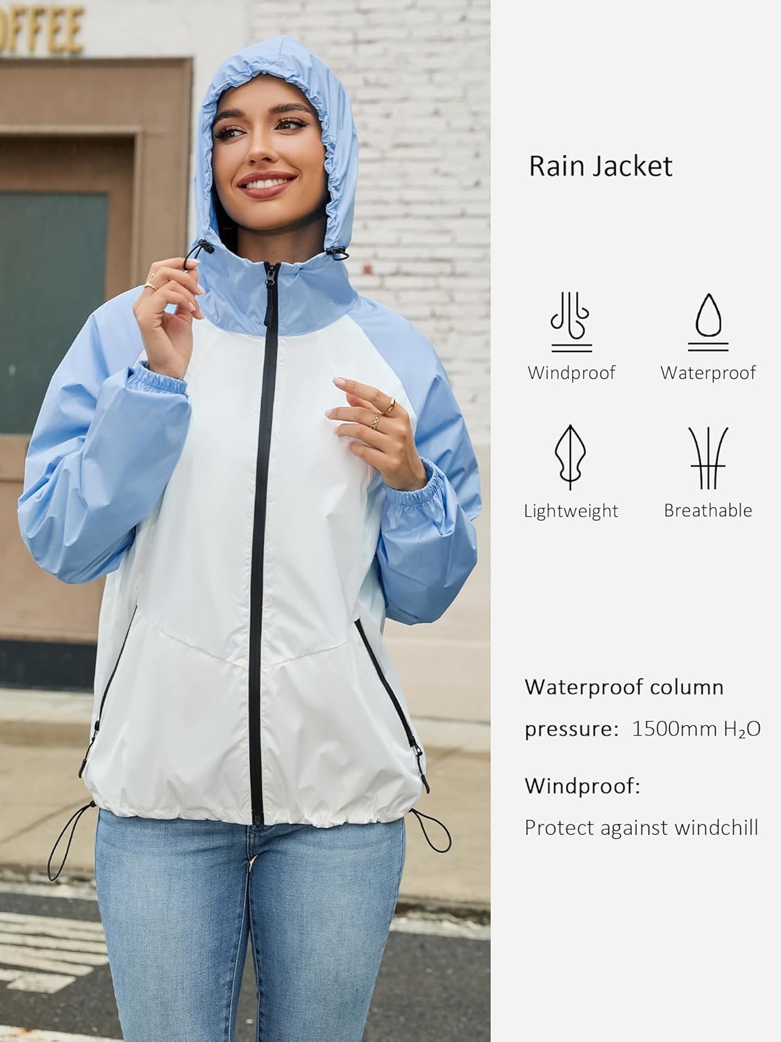 PITINAN Lightweight Rain Jacket Women Packable Wind Breaker Light Rain Jacket Women Waterproof Travel Raincoat S-XXL - Image 5