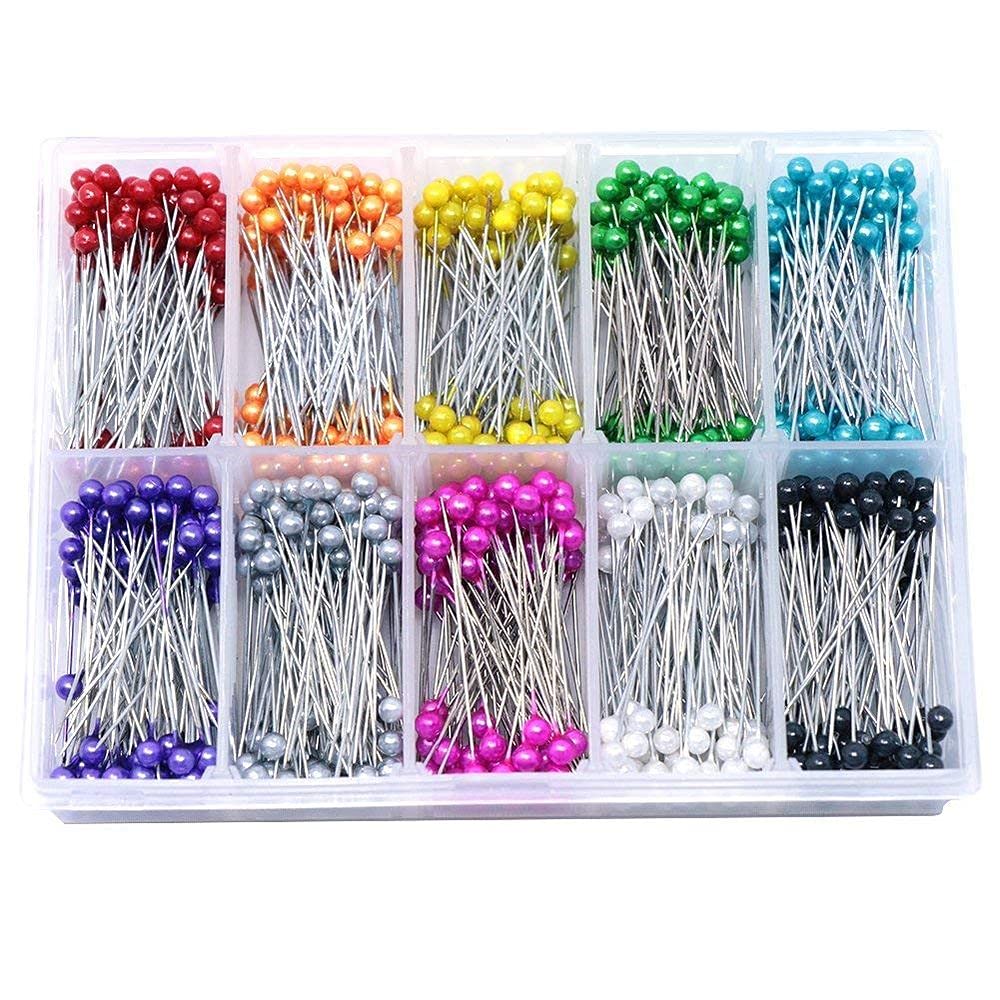 Diy Crafts 13493 Pins 38mm Glass Ball Head Pins for Dressmaking Jewelry Components Flower Decoration With Transparent Cases, Pack of 1, Pin Set (Multicolor)