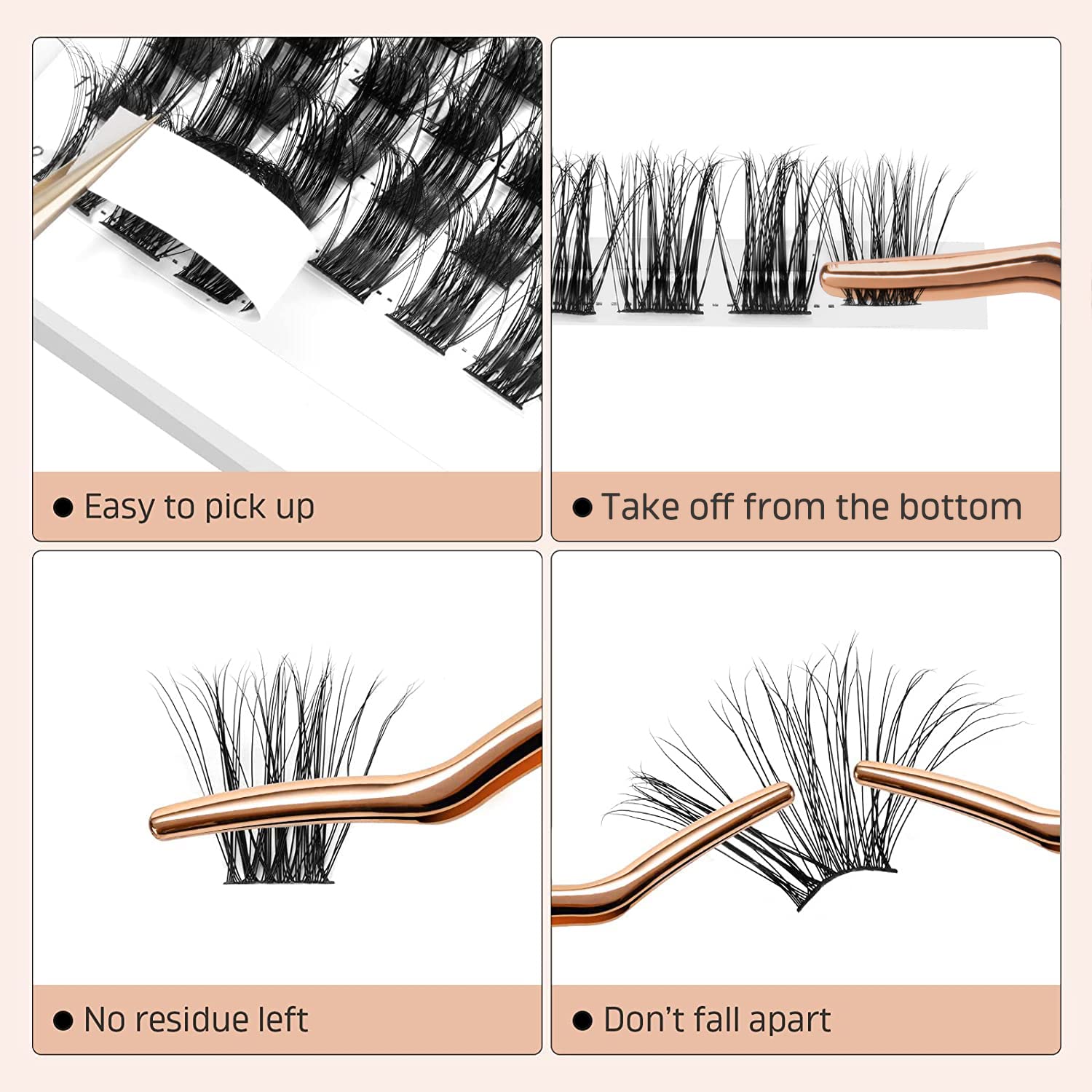 Lash Cluster DIY Eyelash Extensions 72 Pcs Cluster Eyelashes Extensions 8-16mm D Curl Lash Clusters Thin Stem Eyelash Clusters Reusable Makeup for Self-application (Common D 8-16mm) - Image 4