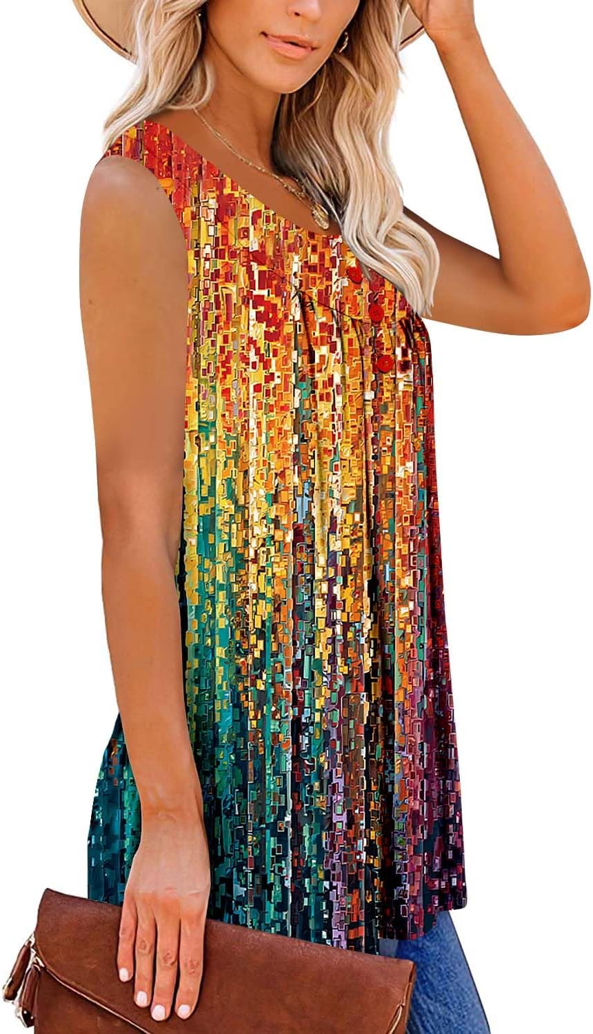 Mystry Zone Womens Tank Tops Casual Blouse Button Up Ruffle Tunic Shirts Fit Flare S-3XL - Image 3