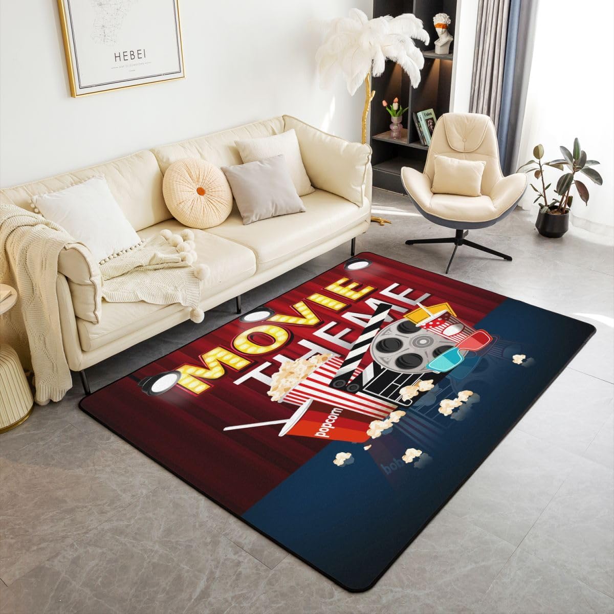Movie Night Theater Carpet Living Room 5'x7