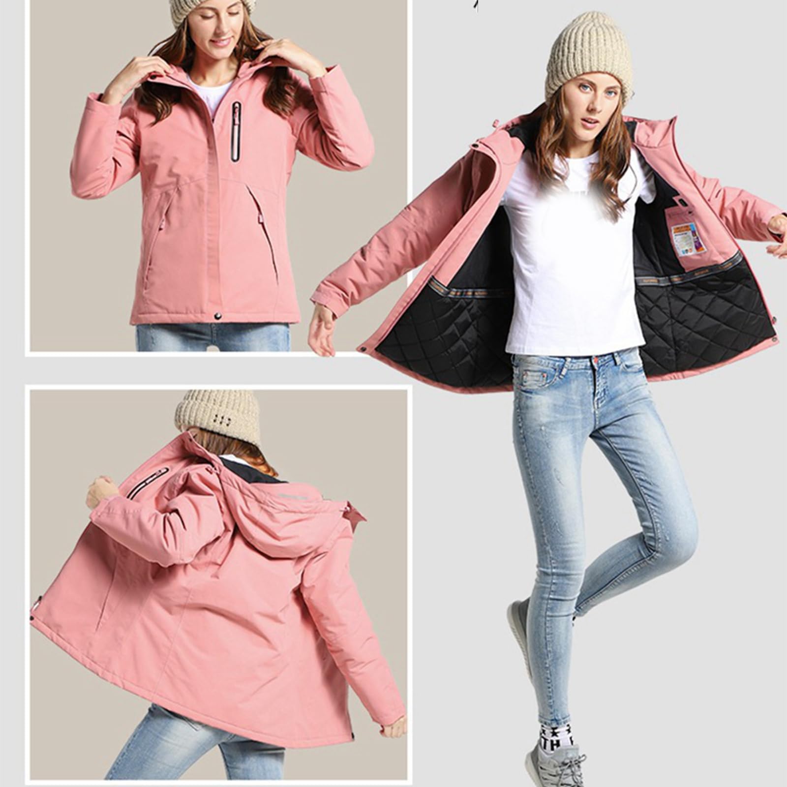 Ropa térmica recargable por USB, chaquetas de invierno ligeras con capucha para mujeres y hombres, chaquetas para hombre