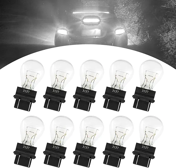 leediga 10 PCS 3157 Car Instrument Light Bulb, 12V 21/5W Waterproof Durable Vehicle Brake Light Replacements, Universal Automotive Marker Tail Light Accessories for Truck SUV Car (White Light)