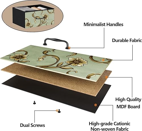 Miniatura 10 de Furnulem Cómoda de 4 cajones, mesita de noche vertical para niños, adultos, cómoda de tela para dormitorio, sala de estar, armario, nusery, unidad
