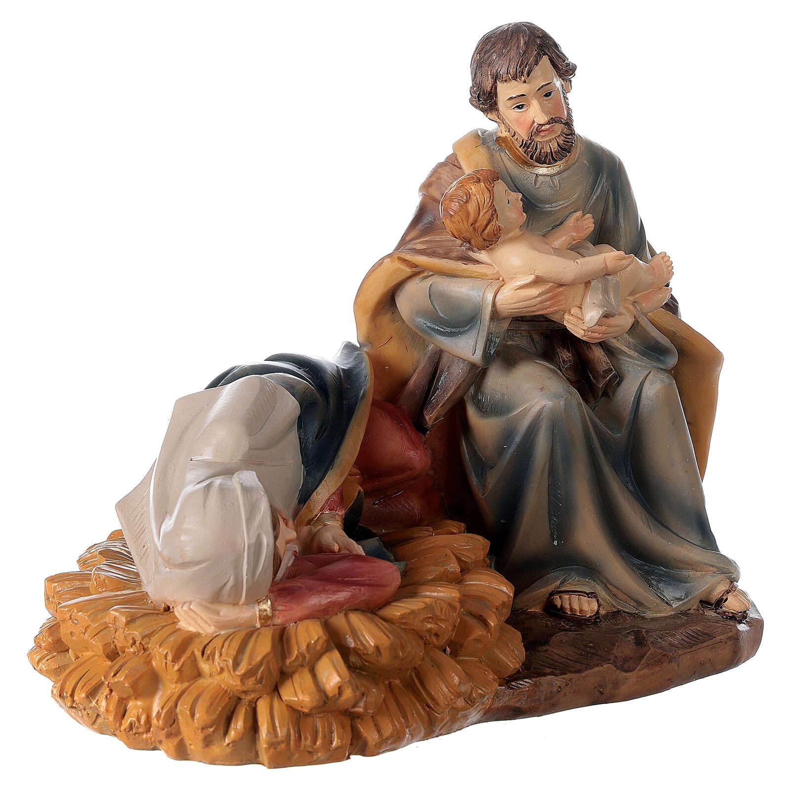 Holyart Natività: Natività sdraiata 20 cm composizione in resina dipinta