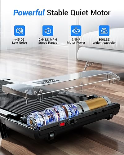 Miniatura 3 de DeerRun Under Desk Walking Pad Treadmill with 6% Manual Incline, 0.6-3.8 MPH Walking Speed, 2.5 HP, 300 lb Capacity, App & Remote Control, for Home