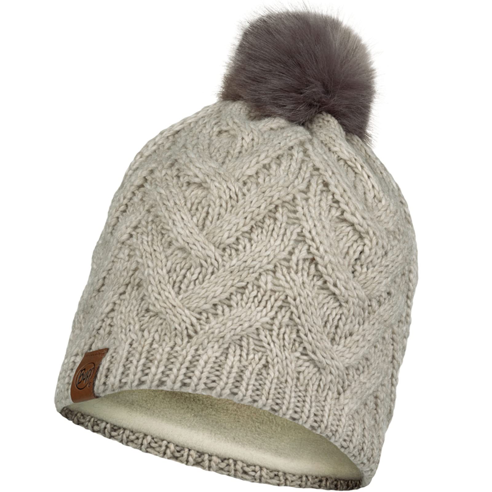 BUFF Women's & Kids' Caryn Rosewood Hat - Knitted With Polar Fleece Lining, One Size, White