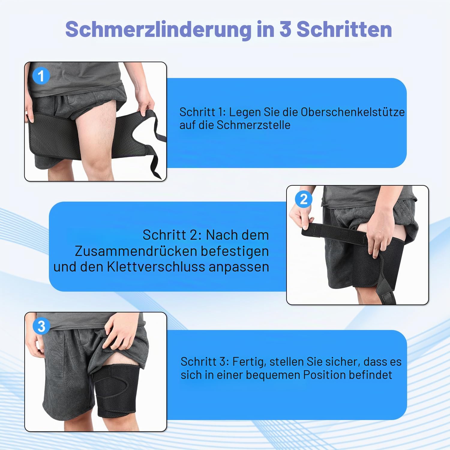 supregear Oberschenkelbandage, Oberschenkelstütze, Verstellbare Oberschenkel Kompressions Rutschfest für Kniesehne, Quad, Leistengegend, Muskelfaserriss, KrämpfeLeistengegend, Frauen Männer