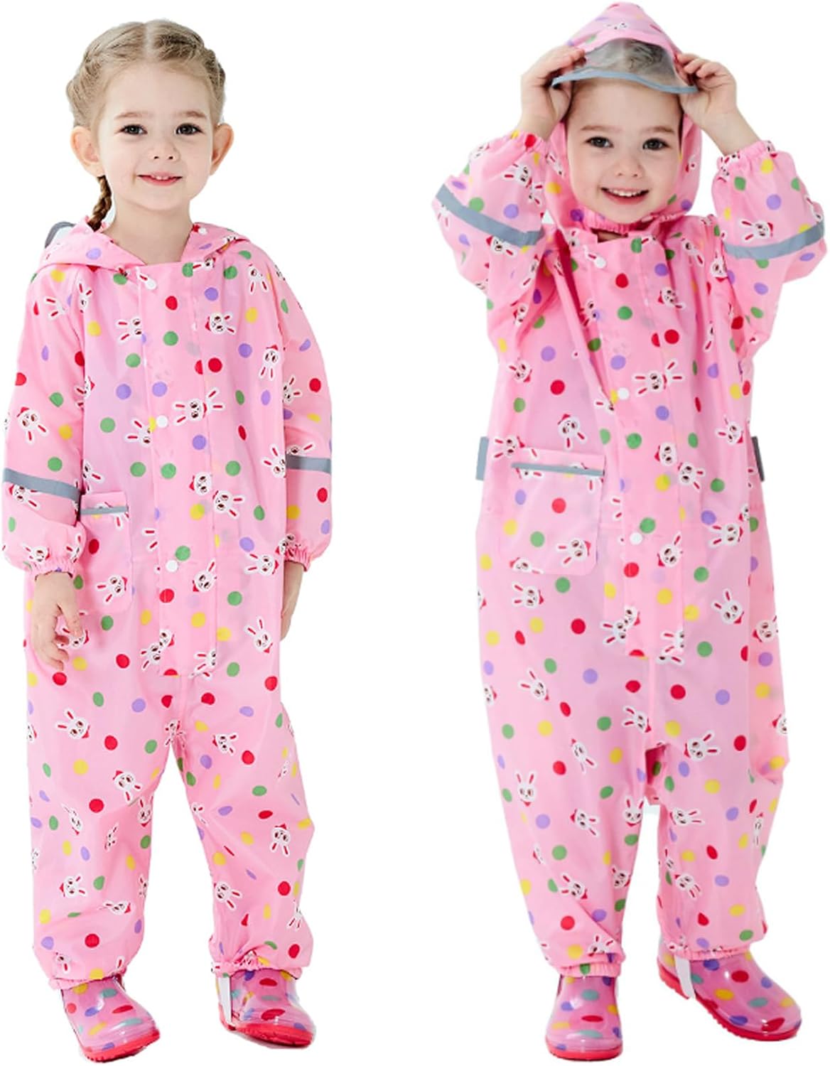 Boys Girls Toddler Rainsuit Kids Waterproof Coverall One Piece Rain Suit