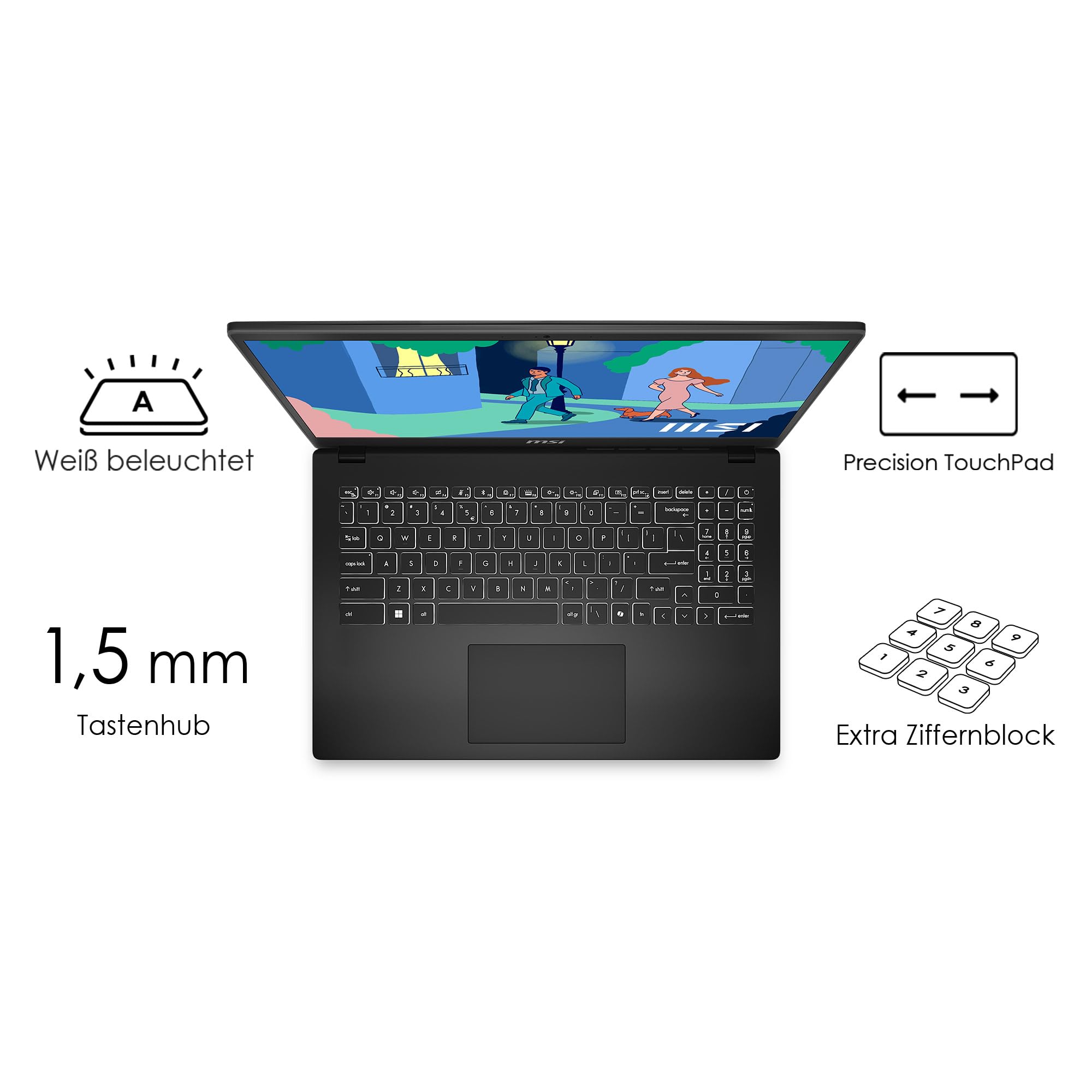 MSI Modern 15 B7M-463, 15.6 inch FHD, Ryzen 5 7430U, 16GB RAM, 512GB SSD, Win11 (0015HK-463) (4711377326766) - 4