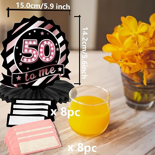 Miniatura 3 de Centros de mesa de nido de abeja de oro rosa y negro, globos de decoración temática de globos para niñas y mujeres, princesa, 50 años, suministros