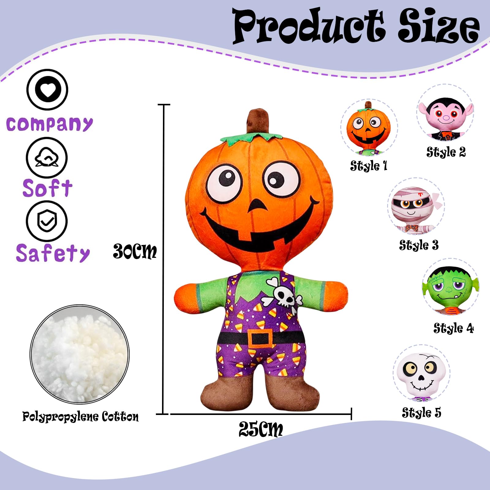 COSORO Halloween Plush Pumpkin Man Stuffed Dolls,30cm Pumpkin Man Plush Doll Soft Halloween Scary Scream,Halloween Monster Stuffed Animal Pumpkin Plushies Pillow - Image 3