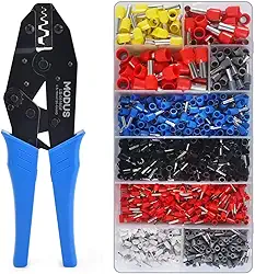 Alicate Crimpador Kit Prensa Terminais Com 1200 Terminais Tubulares Ilhós 0,5 Até 16mm²