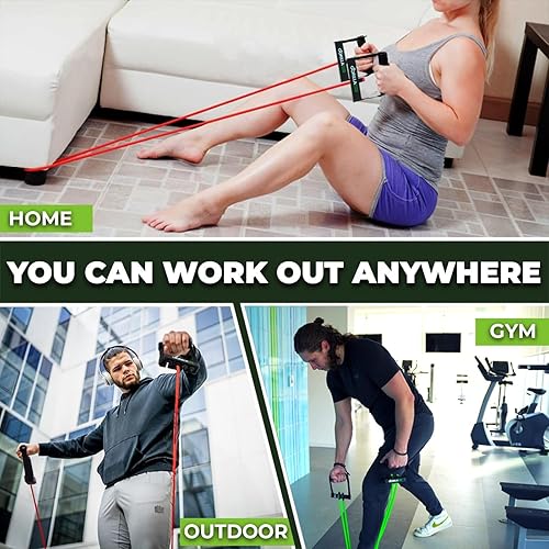 Miniatura 3 de Gorilla Bow Resistance Bands with Handles Quick-Lock Multi-Layer Exercise Bands for Work Out, Non Slip Grip for Full-Body Strength Training, Heavy