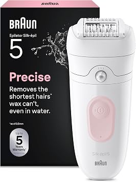 Braun Silk-épil 5, Epilator for Easy Hair Removal, Wet & Dry, with Cleaning Brush, Smartplug, Lasting Smooth Skin, 5-000, White/Flamingo, EU Plug