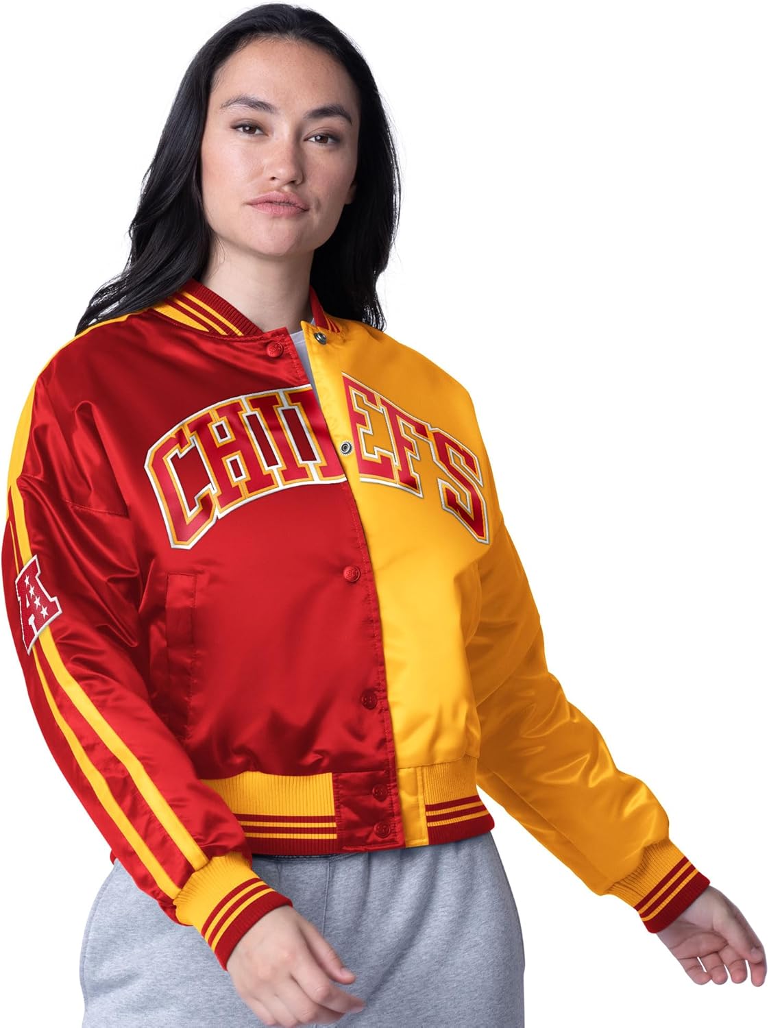 Starter Women's NFL Zone Blitz Cropped Full-Snap Satin Jacket