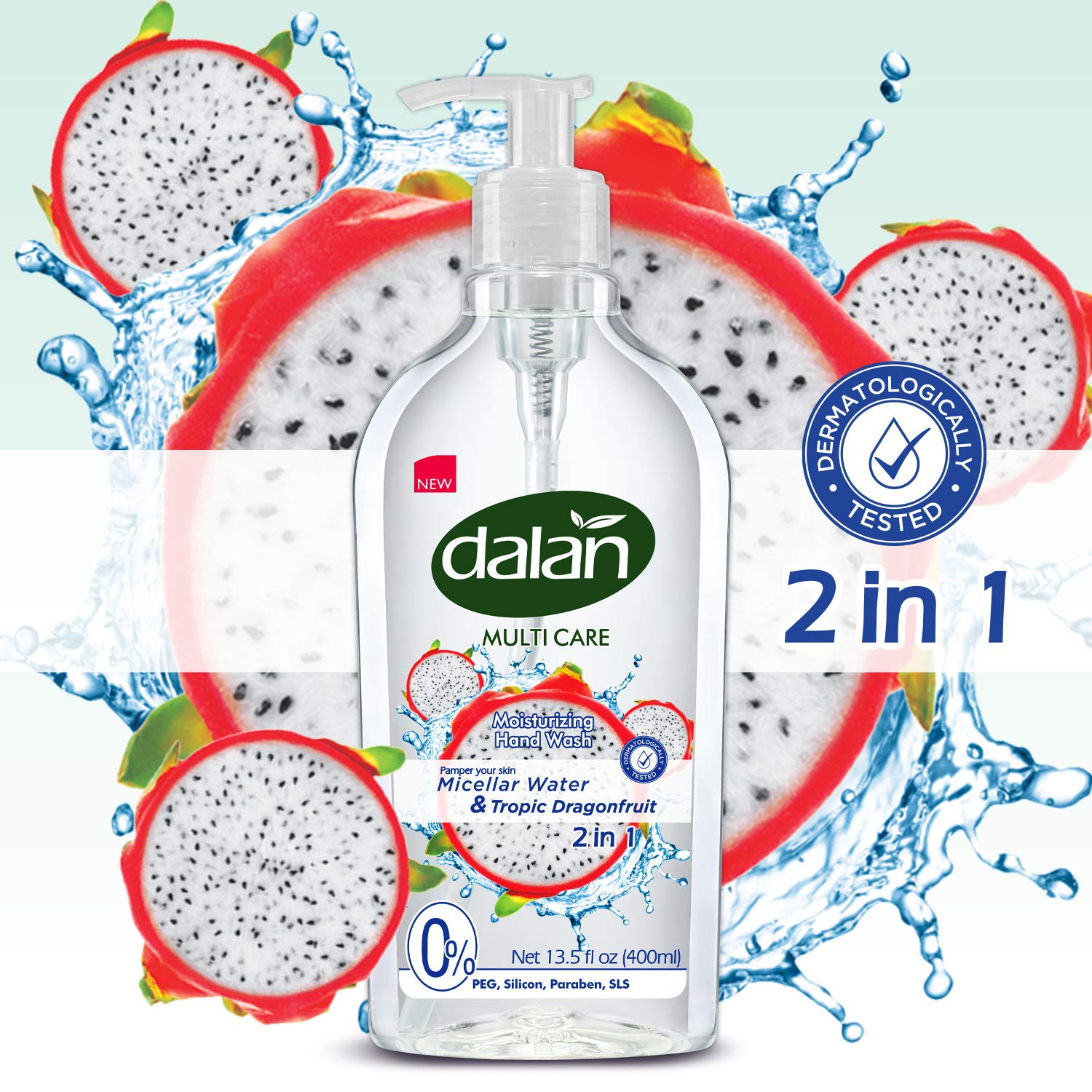 Dalan Tropic Dragonfruit Multicare Ultra Moisturizing Liquid Hand Soap for Normal and Dry Hands Fresh Clean and Soft Feeling (13.5 Fl Oz / 400 mL (Pack of 12))