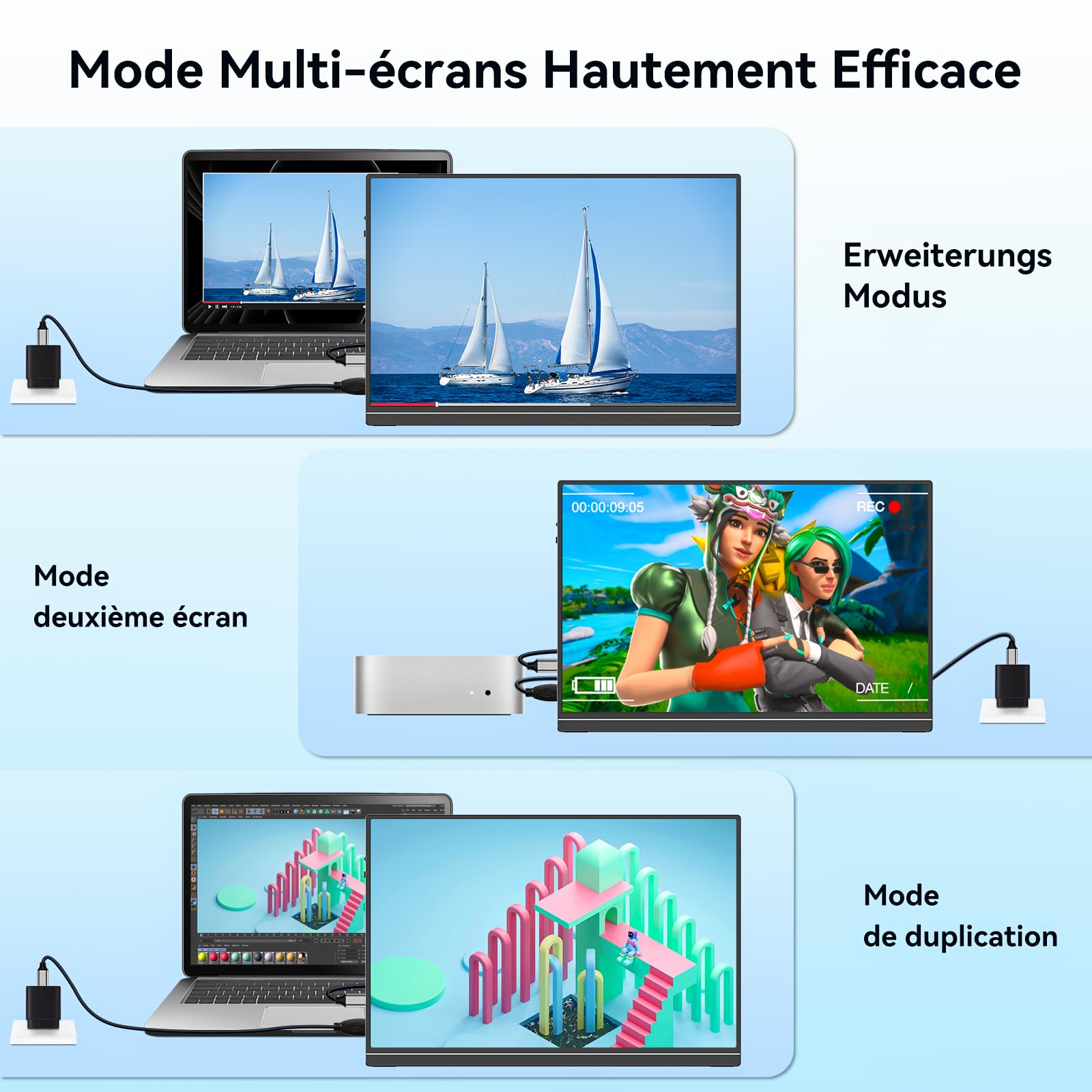 Veout Ecran Portable 16 Pouces, 1920 * 1200 FHD, Écran IPS Gaming pour Ordinateur portable/PC/Mac/PS5/Xbox avec USB-C et HDMI, Moniteur ultrafin avec Socle, 16:10, luminosité 300 CD/m²