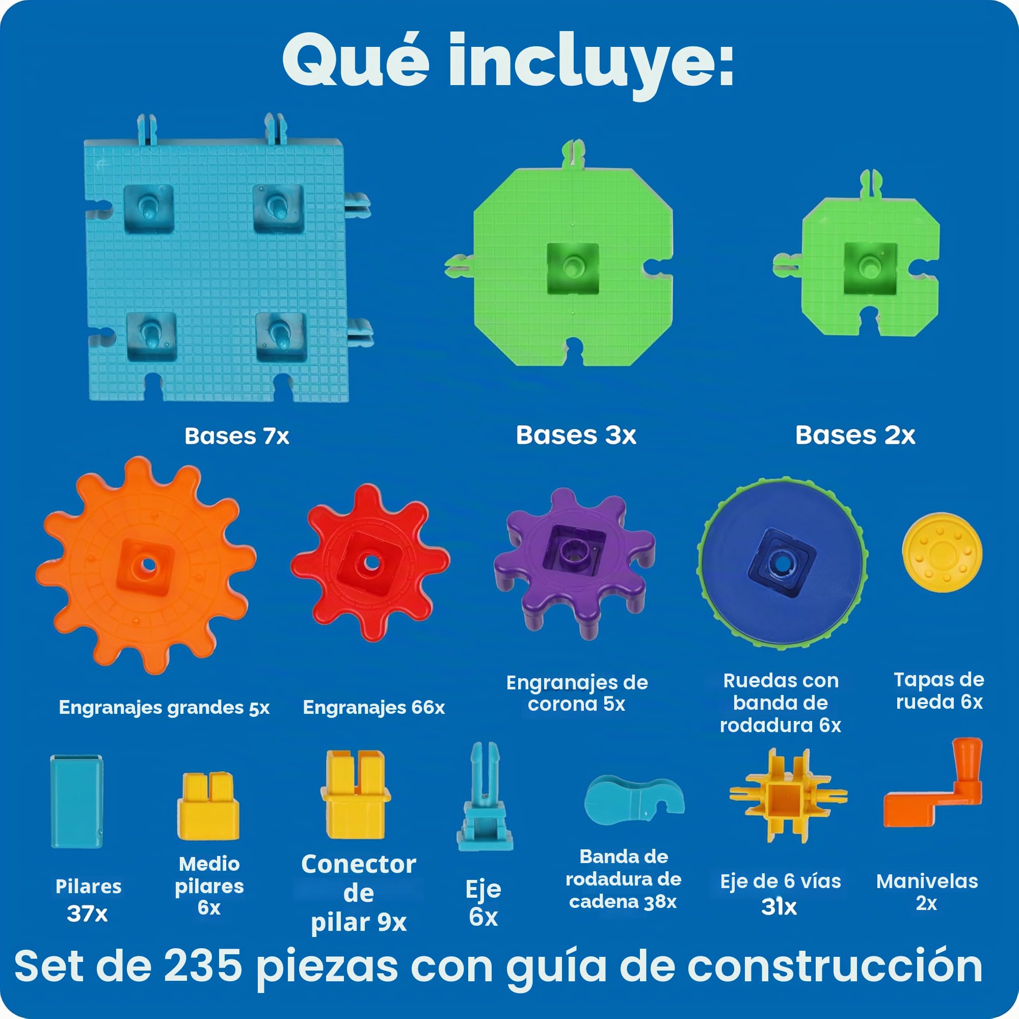 Learning Resources Set para Crear megaconstrucciones Gears! Gears! Gears, Set de construcción de Stem con Engranajes, 235 Piezas, 4+ años