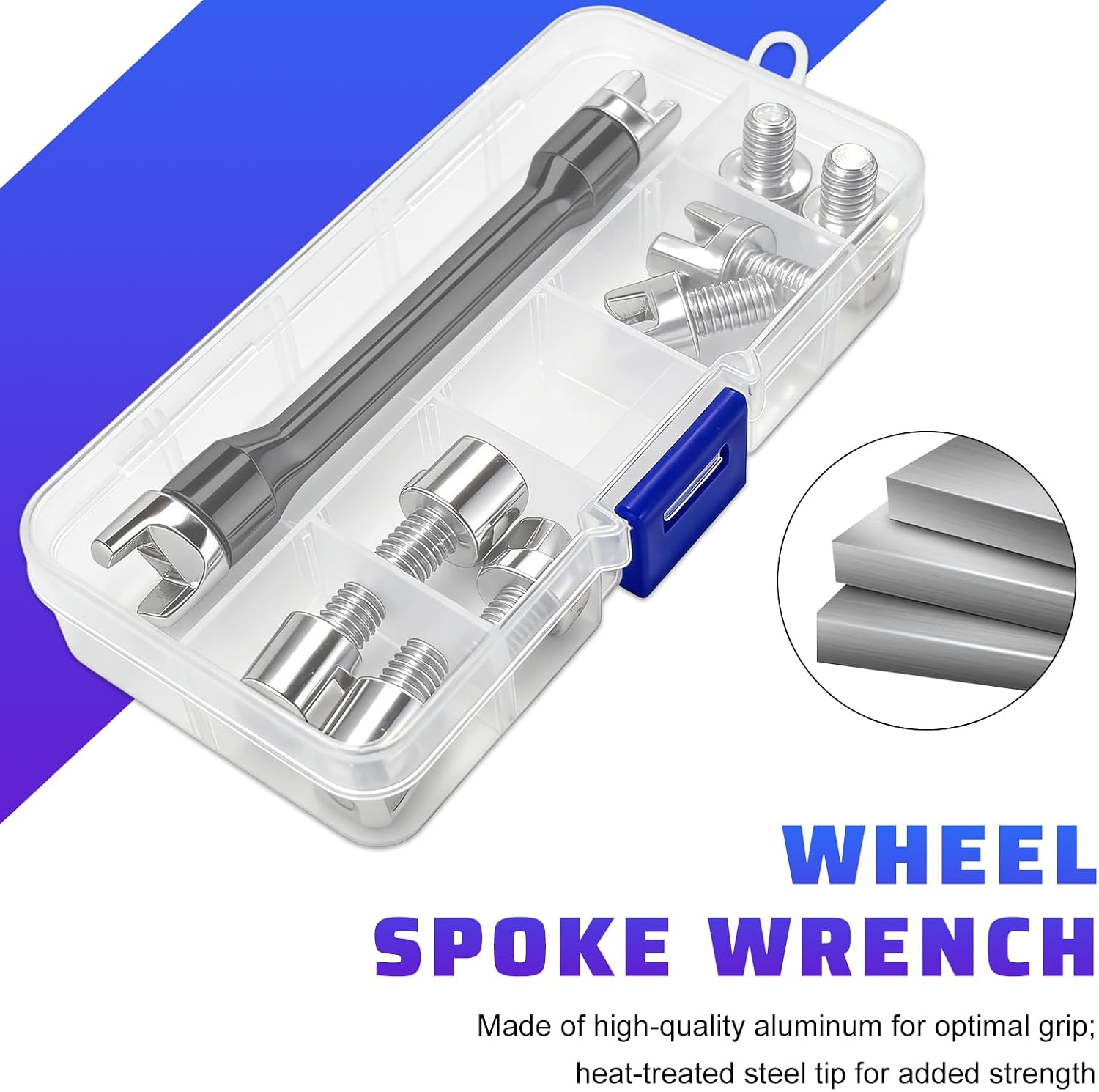 Spoke Wrench Set, Heavy Duty Motorcycle Spoke Wrench with 5.0-6.8mm Interchangeable Heads, Wheel Spokes Spanner Repair Tool Kit for Motorcycles Dirt Bikes Scooters